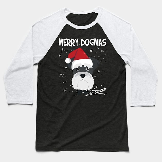 Merry Dogmas Schnauzer Dog With Red Santa's Hat Funny Xmas Gift Baseball T-Shirt by salemstore